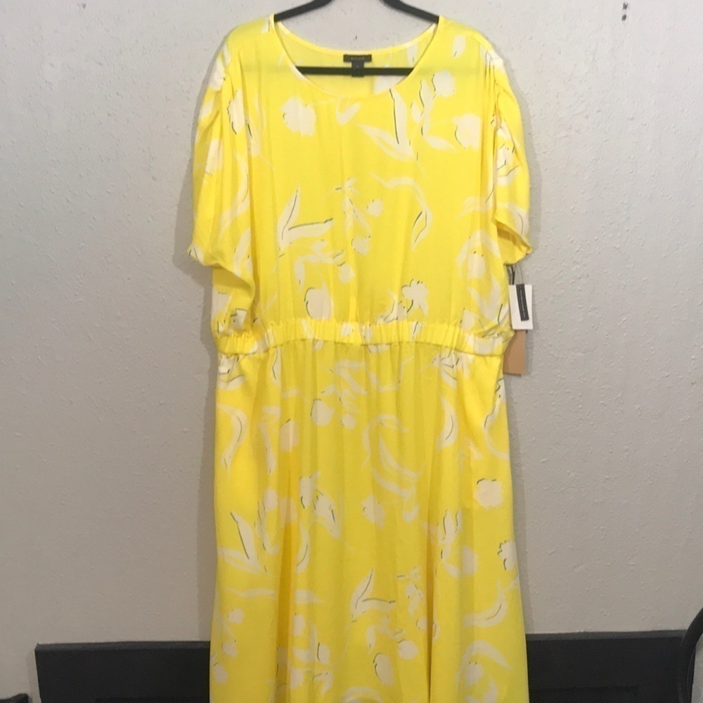 Halogen NWT Yellow‎ Cap Sleeve Printed Dress size 3X